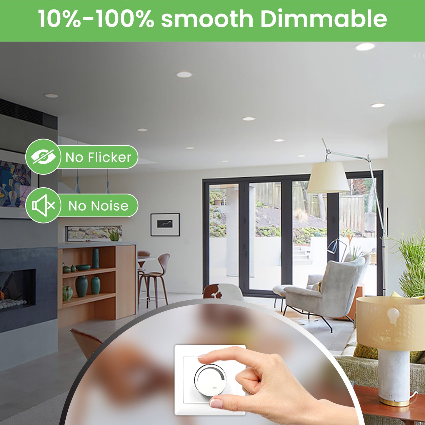 90mm LED Downlight Kit 10W Dimmable Tri Color Daylight with AU Plug IP44
