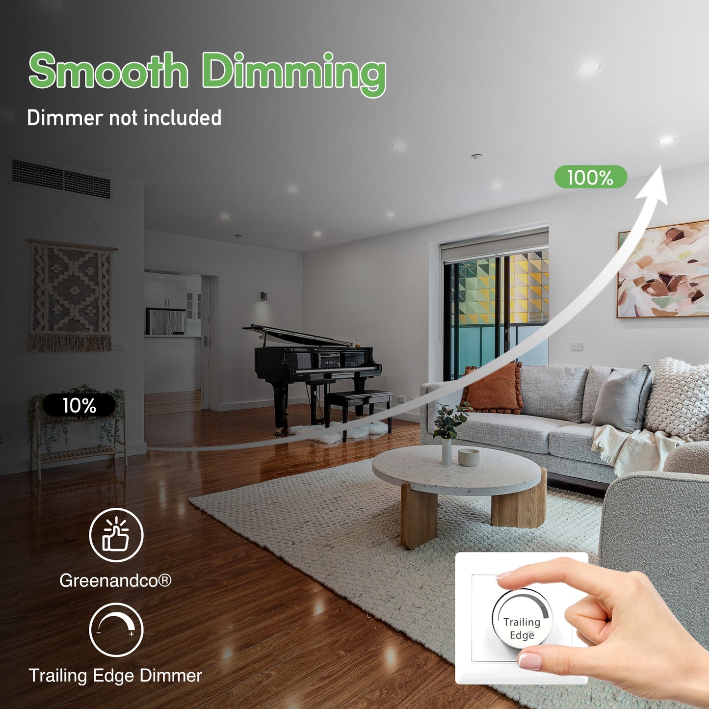 12W Concave LED Downlight 3000K-4000K-5700K Dimmable, 90-100mm Cutout, IP44 Spotlight for Bathroom Kitchen, 10 Pack
