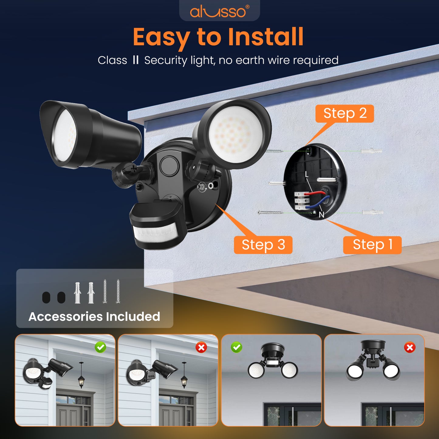 3000LM LED Security 30W Floodlight 3CCT Motion Sensor Detection / D2D Twin Head Lamp IP65