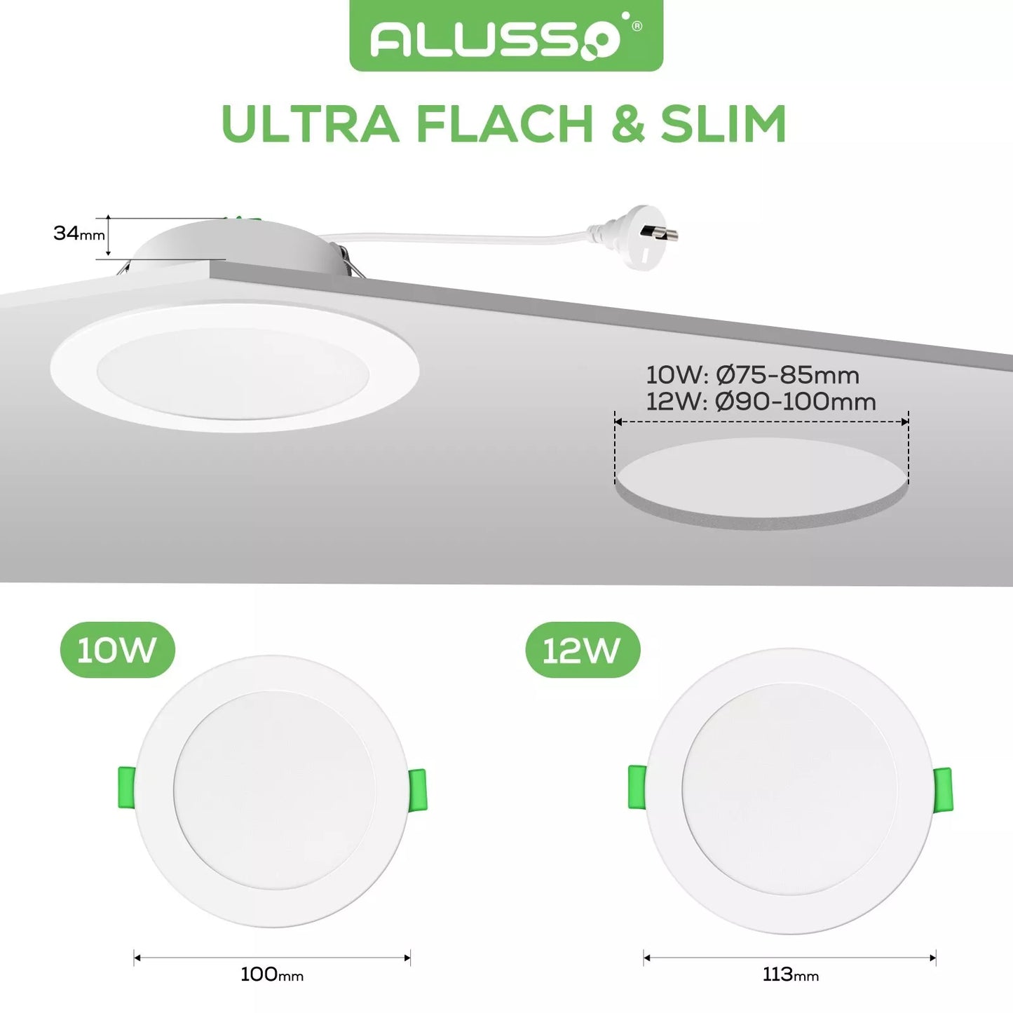 10W/12W Led Downlight Kit 75/90mm CCT Dimmable Warm/Daylight/Cool White IP44 SAA