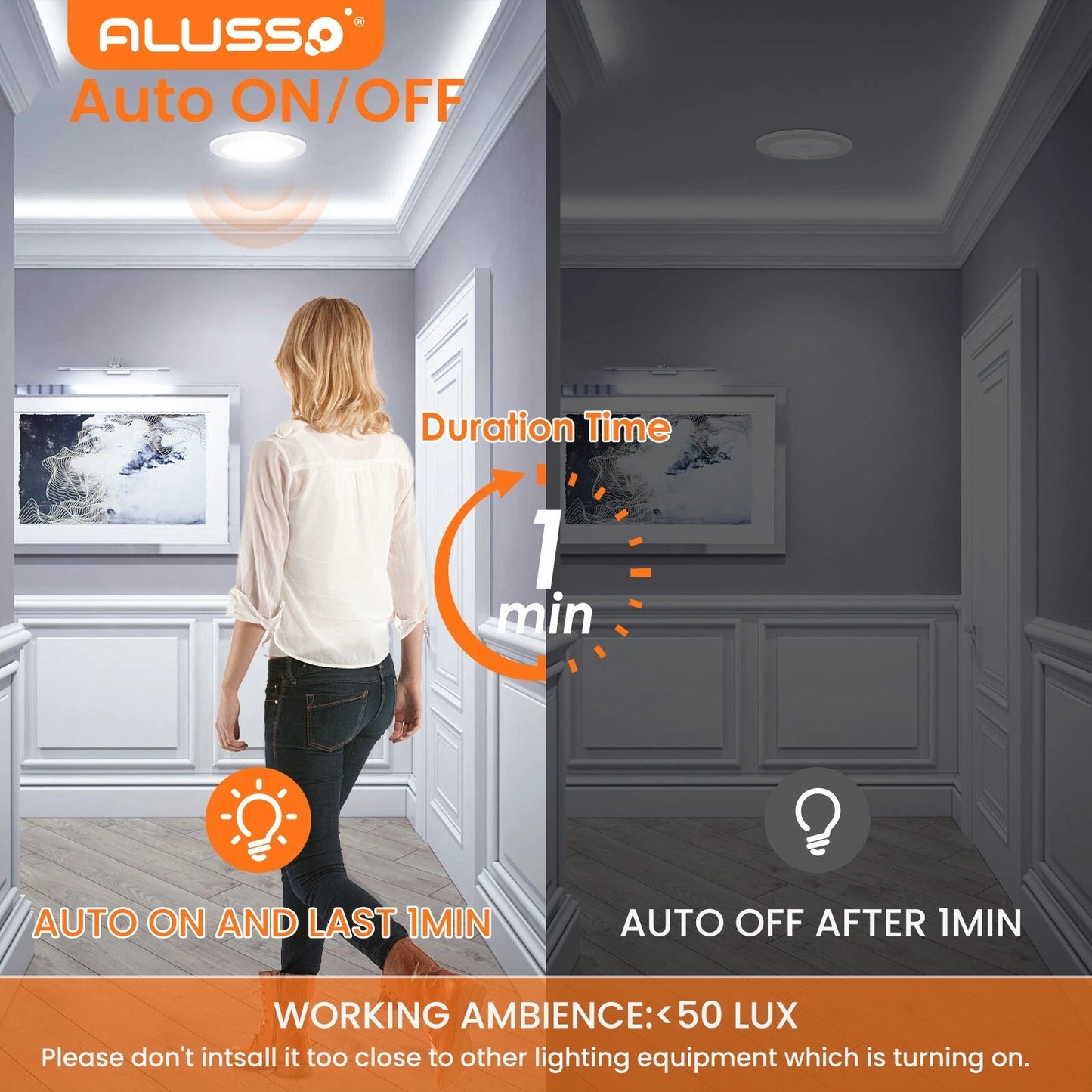 12W LED Motion Sensor Downlight 90-100mm Cutout, 1 Pack