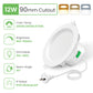 12W Concave LED Downlight 3000K-4000K-5700K Dimmable, 90-100mm Cutout, IP44 Spotlight for Bathroom Kitchen, 10 Pack
