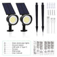 2 Pack 3CCT+DIM 54-LEDs Solar Landscape Spotlights Outdoor Wall Night Light IP65