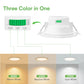 10W LED Downlights Tri-Color Changable Dimmable 70mm Cutout IP44, Satin Chrome Frame, 10 PACK