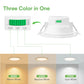 12W LED Downlights Tri-Color Changable Dimmable 90mm Cutout IP44,  White Frame, 10 PACK