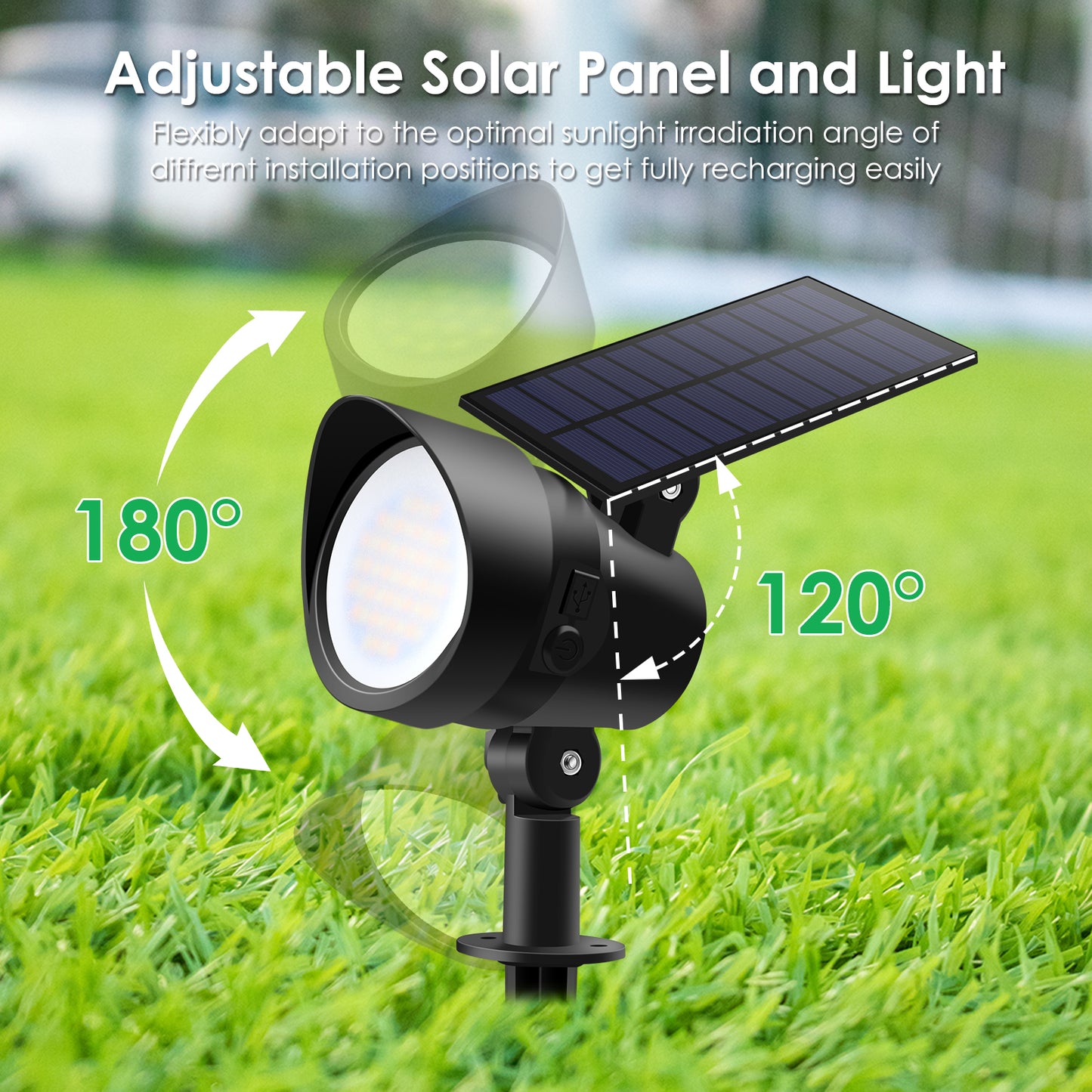 2 Pack LED Solar Landscape Spotlights 3CCT+DIM 54-LEDs Outdoor Wall Night Light IP65