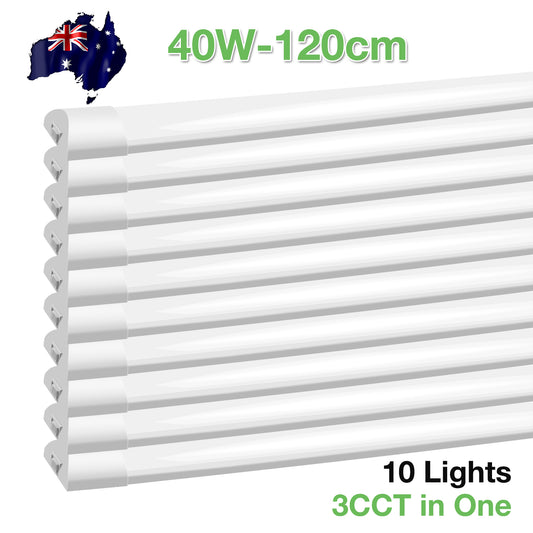 10PACK 120cm 4FT LED Batten Tube Light Tri-Color Slim Linear Fluro Fluorescent