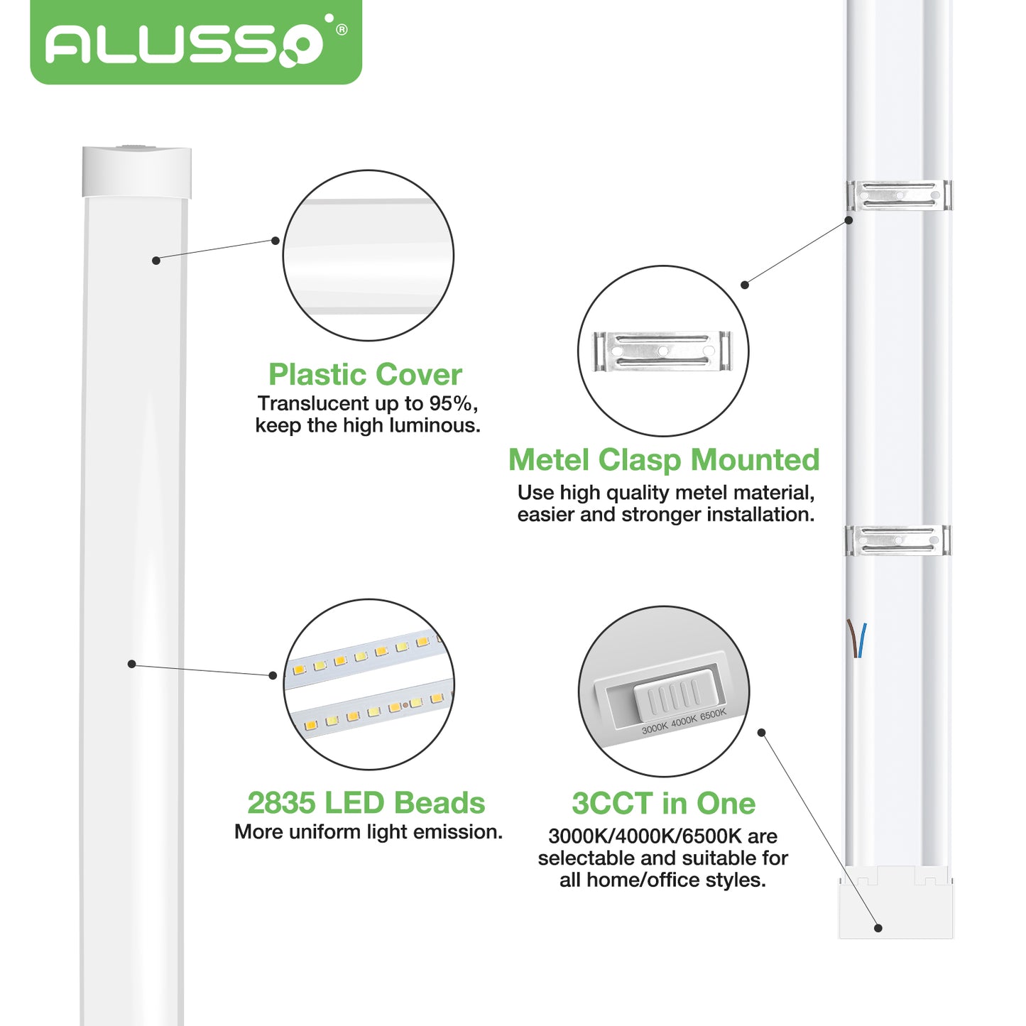 10PACK 120cm 4FT LED Batten Tube Light Tri-Color Slim Linear Fluro Fluorescent