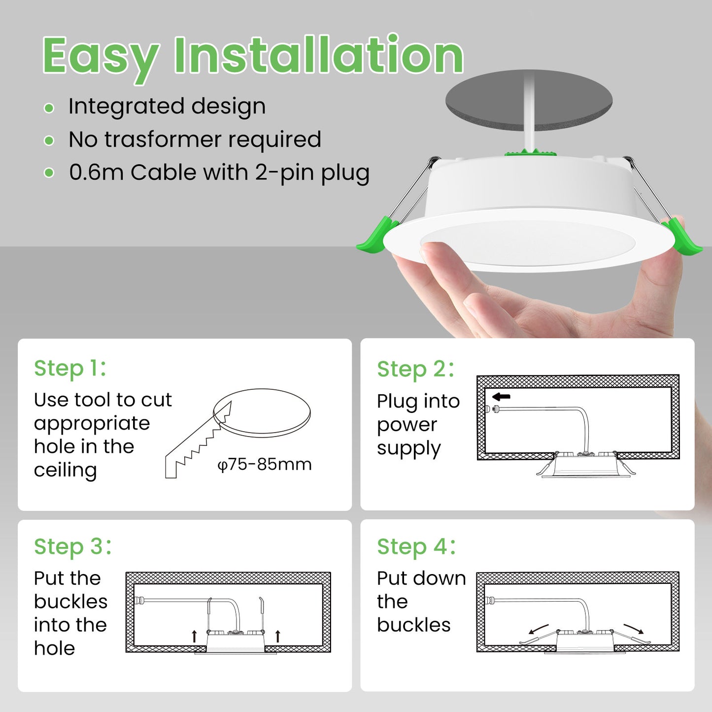 10W/12W Led Downlight Kit 75/90mm CCT Dimmable Warm/Daylight/Cool White IP44 SAA