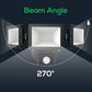 2400lm 3 Heads LED Security Outdoor Lights 30W Black IP65 Flood Lamp