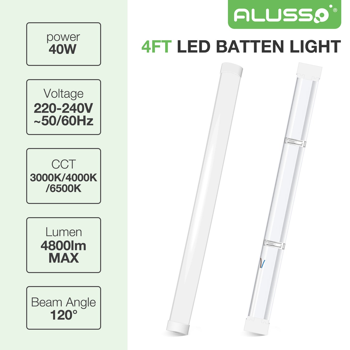 10PACK 120cm 4FT LED Batten Tube Light Tri-Color Slim Linear Fluro Fluorescent