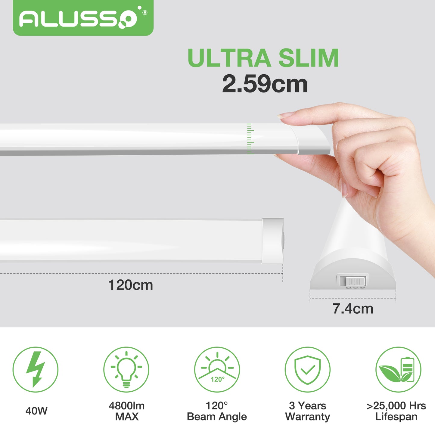 10PACK 120cm 4FT LED Batten Tube Light Tri-Color Slim Linear Fluro Fluorescent