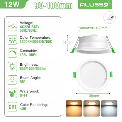 10W/12W/14W Led Downlight Kit 75/90/120mm CCT Dimmable Warm/Daylight/Cool White IP44 SAA Pack of 10