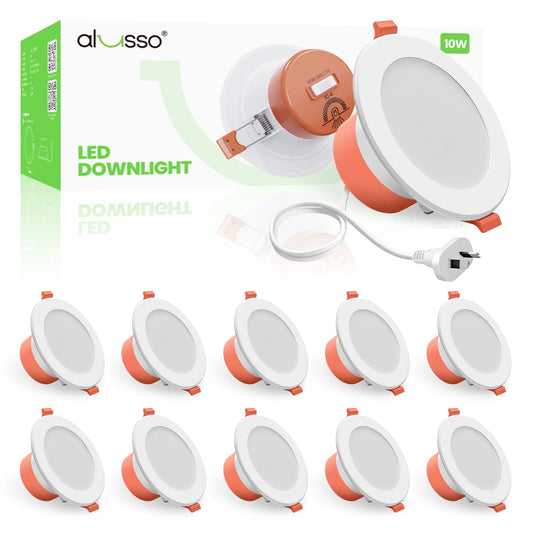 90mm LED Downlight Kit 10W Dimmable Tri Color Daylight with AU Plug IP44