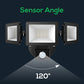 2400lm 3 Heads LED Security Outdoor Lights 30W Black IP65 Flood Lamp
