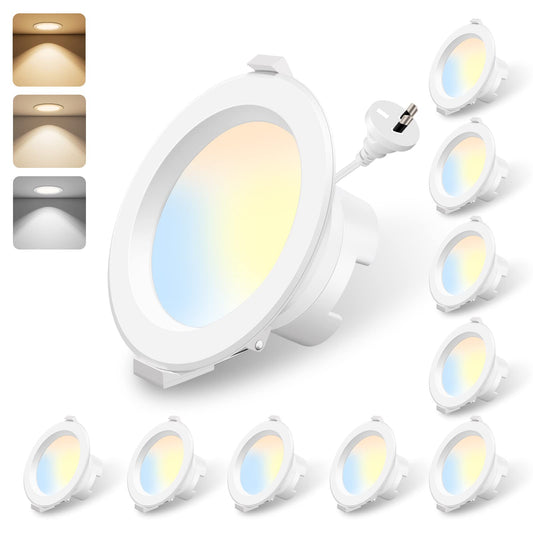 LED DownLight 12W 950LM CCT Dimmable IP44 Spotlight with Concave Face, 10 Pack