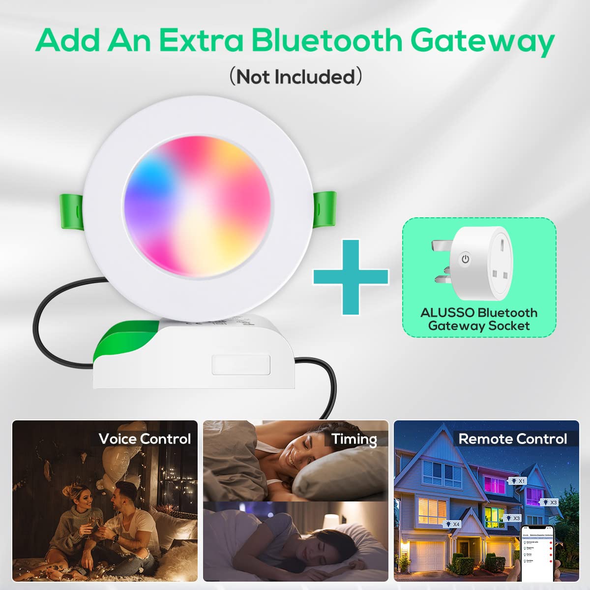 Bluetooth 10W LED Smart Downlight, Slim 3.5CM, Cutout 90-100mm 1/4 Pack